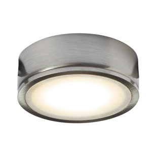 led puck cabinet under lighting hardwired light 120v lights 5w dals finish metal radianz jesco surface mount